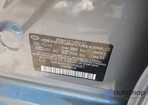 2014 Hyundai Elantra Se z USA, uszkodzony, nr VIN 5NPDH4AE6EH488067